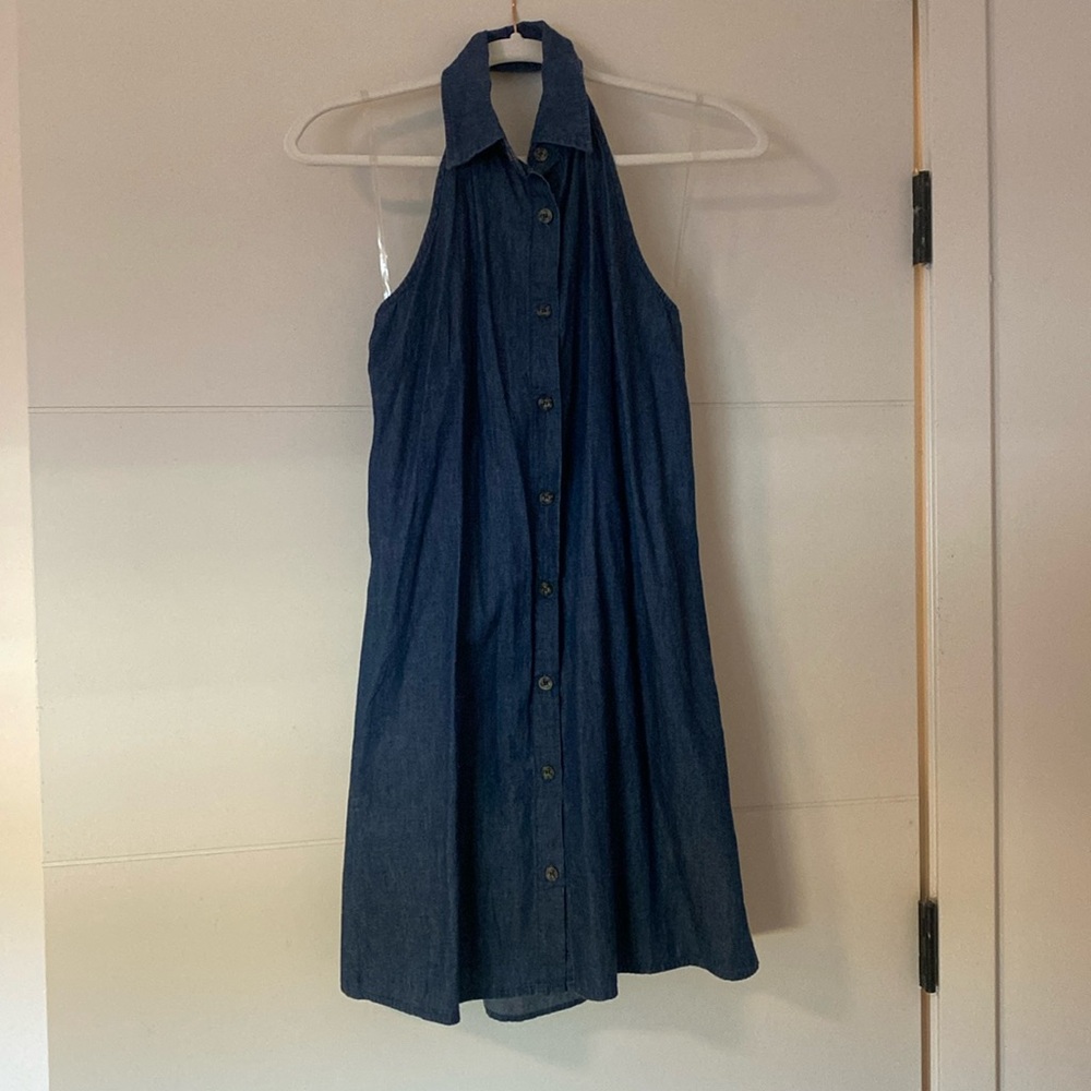Denim halter backless summer dress - Picture 1 of 4